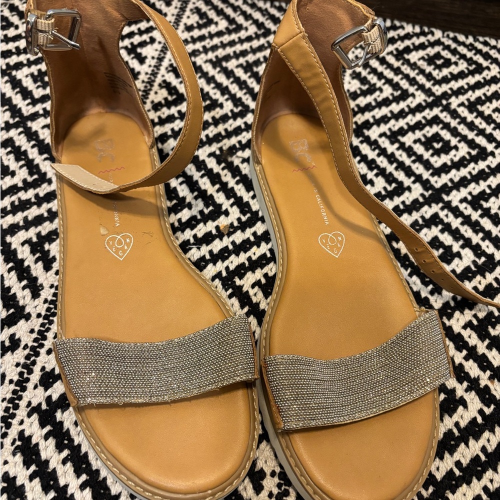 Elegant Tan and Silver Women's Sandals